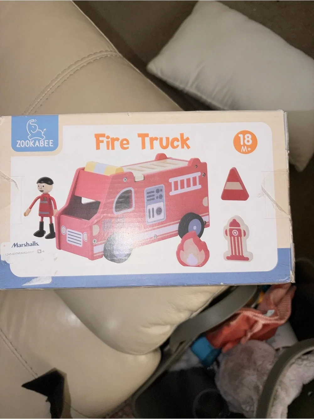 Wooden Pink Fire Truck Toy for Kids - Safe Pretend Play